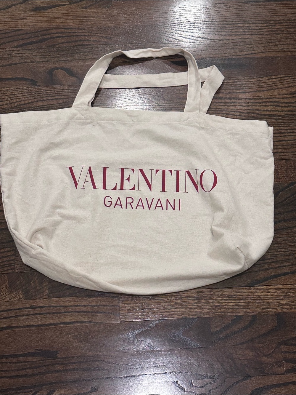 Valentino Garavani Cream Canvas Tote with Logo